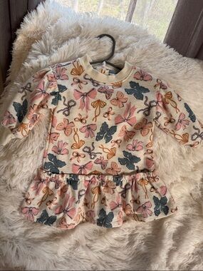 cupcakes & cashmere Cream Dress with Pink, Blue & Gold Bow Pattern